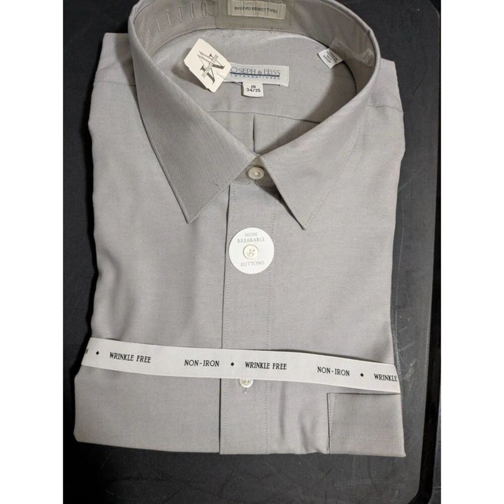NWT Joseph & Feiss Gray 100% Cotton Dress Shirt Size 18 1/2, 34/35 2XL